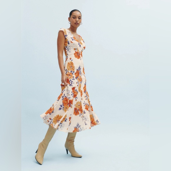 Reformation Baden Midi Dress in Hari, brand new, never worn, never washed. - Picture 4 of 15